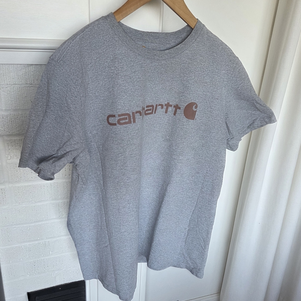 Carhartt Gray Short Sleeve Logo Tee Shirt Mens XXL